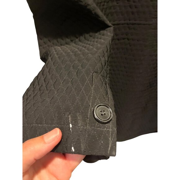 Gallery Womens Quilted Black Trench Coat Button-Front  Size L - Picture 6 of 13